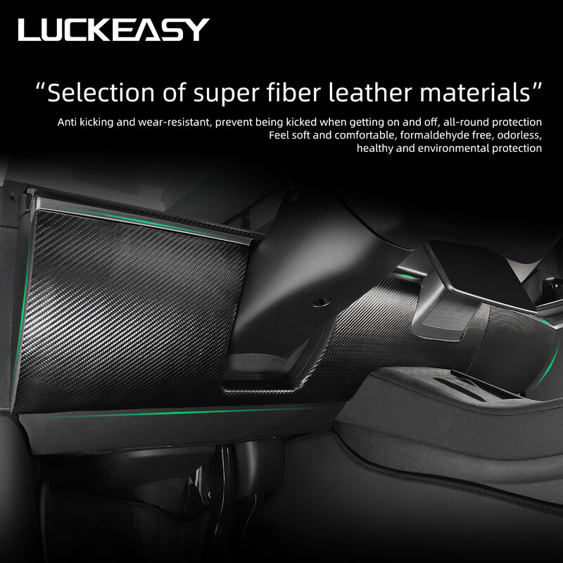 LUCKEASY-صندوق قفازات لباب السيارة أسفل لوحة القيادة مانع للركل ، غشاء الحافة الجانبية ، ملصقات واقية ، نموذج تسلا Y-VA