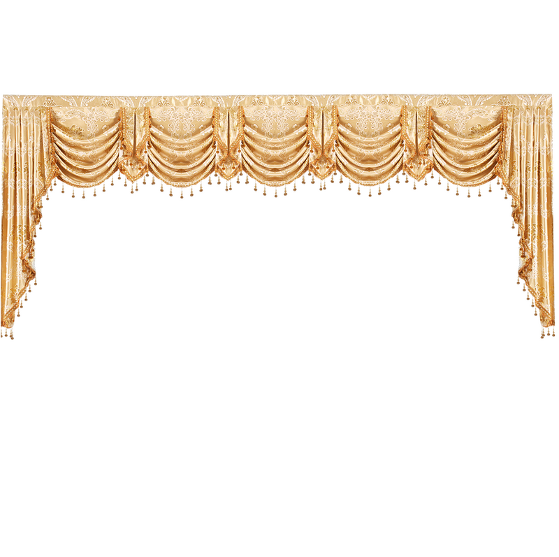 ゴールドカラーヨーロッパ王室の豪華なスタイルバランスリビングルームのための窓のカーテンの寝室のためのキッチン