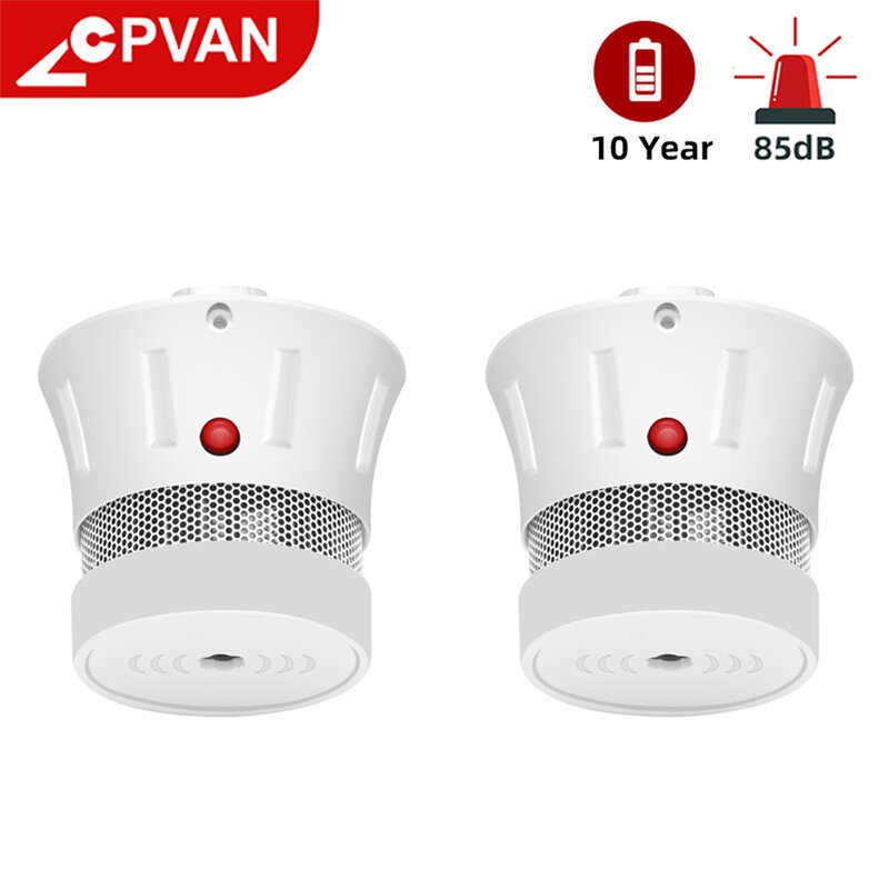 CPVan 2 pçs/lote 10 Anos Bateria CE Certifed EN14604 Alarme de Fumo Detector de Fumaça Sensor Detector de Alarme de Incêndio Para A Segurança Home