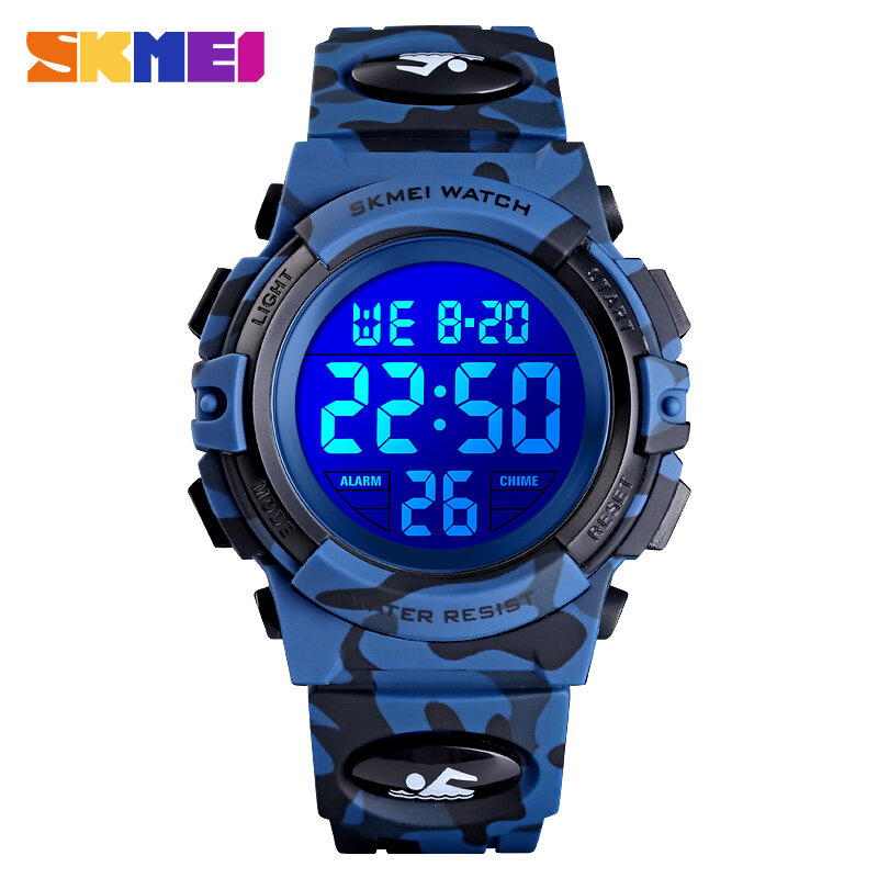 SKMEI Military Kids Sport Watches 50M Waterproof Electronic Wristwatch Stop Watch Clock Children Digital Watch For Boys Girls