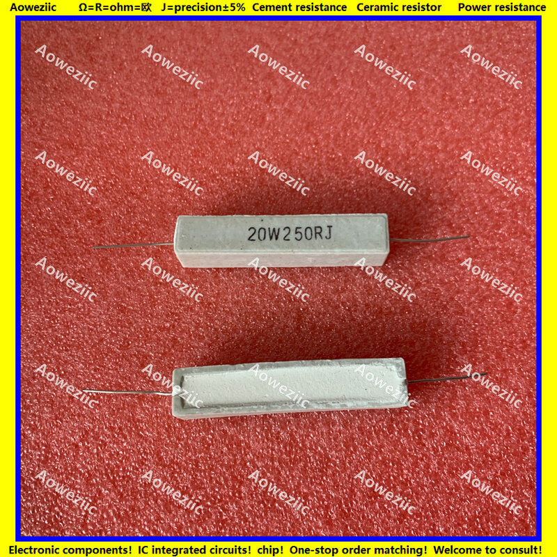 Resistor de cimento horizontal rx27, resistor de cerâmica de 20w 250 ohm 20w 250r 250rj 20w250rj, precisão de resistência de 5%, 10 peças