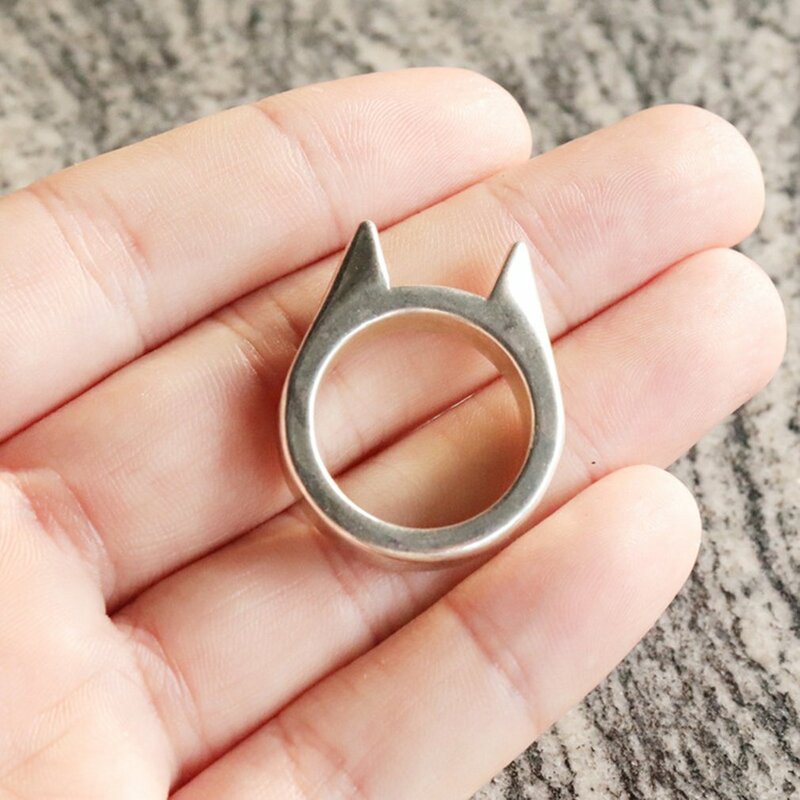 Self-Defense Rings For Women Man Metal Multifunctional Knuckle Cat Ear Shape Attack Rings Jewelry Accessories Girlfriends Gift