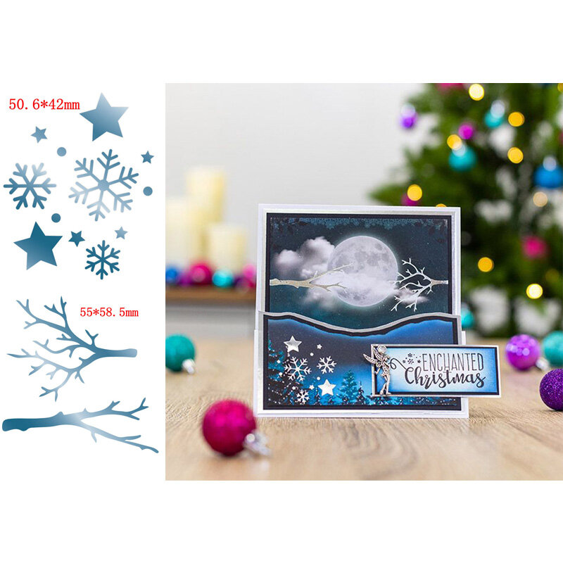 Hermosas decoraciones navideñas, placas de lámina caliente de rama de copo de nieve de estrella para álbum de recortes, tarjetas de papel DIY, manualidades, nuevo 2019