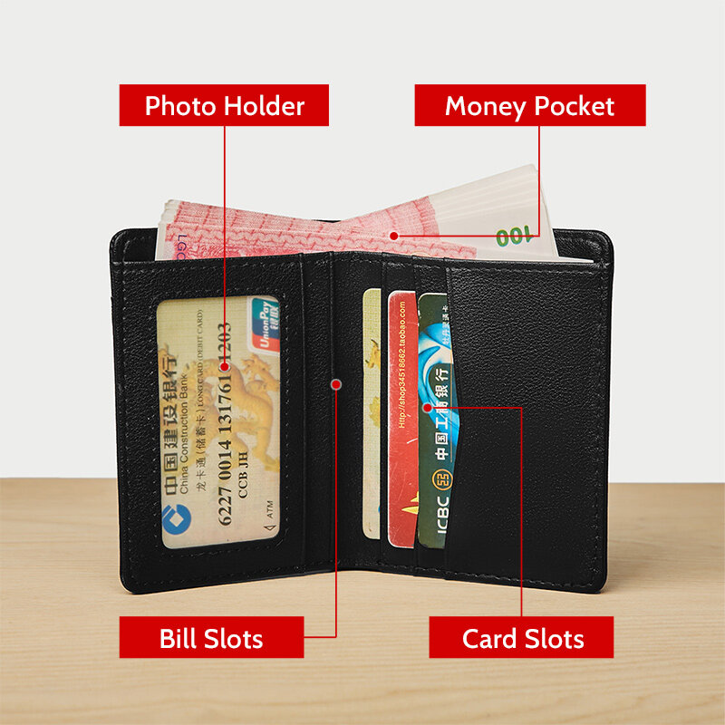 LAORENTOU Männer Brieftaschen Karte Halter Echtes Leder Kurze Brieftasche für Mann Mini Geldbörse Zipper Brieftasche Casual Standard Brieftaschen für Männliche