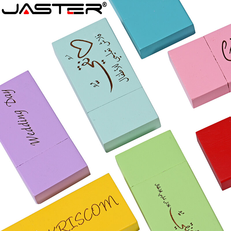Jaster pendrive pessoal de madeira com logo, personalizado, 4gb, 16gb, 32gb, usb 2.0, memória, presente de casamento