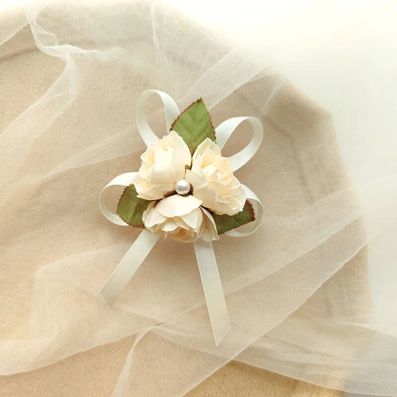 Pulseira dama de honra, pulseira corsage para o casamento, acessórios de festa, casamento, flores de mão, irmã, menina, decoração de baile