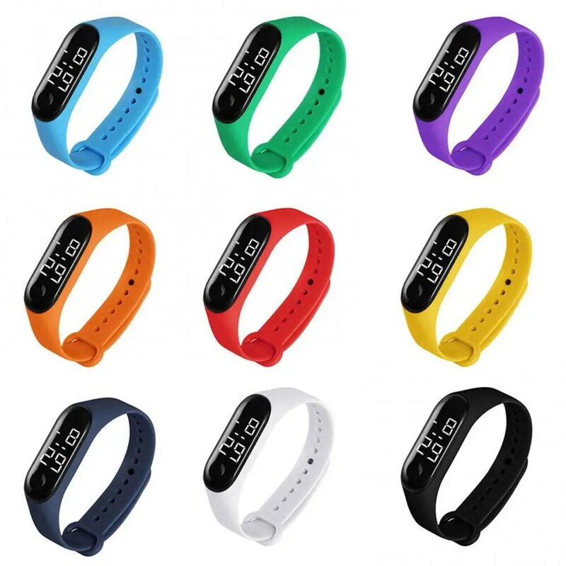 M3 reloj de pulsera deportivo electrónico Digital para niños y niñas, correa ajustable de Color sólido, LED