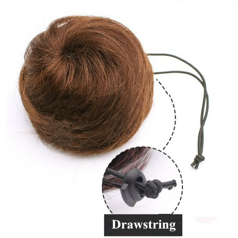 Halo Lady Beauty Drawstring Ponytail Hair Extension Bun Updo Hairpiece Real Human Hair Bun Donut Chignon Hair Piece Wig Non-remy