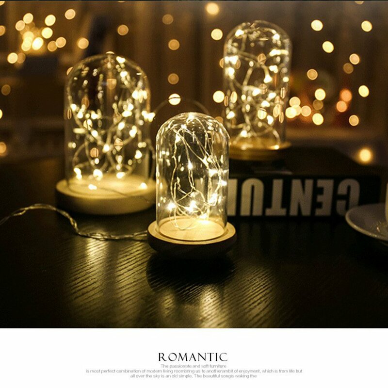 Светодиодная гирлянда из медного провода, 2 м, праздничное освещение, Сказочная Гирлянда для рождественской елки, декоративная лампа для свадебной вечеринки