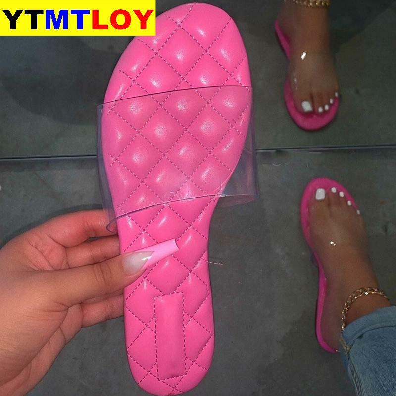 Candy-colored Female Sexy Transparent Slippers Open Toe Flat Casual Women Slides Summer Shoes Outdoor Beach Female Flip Flops