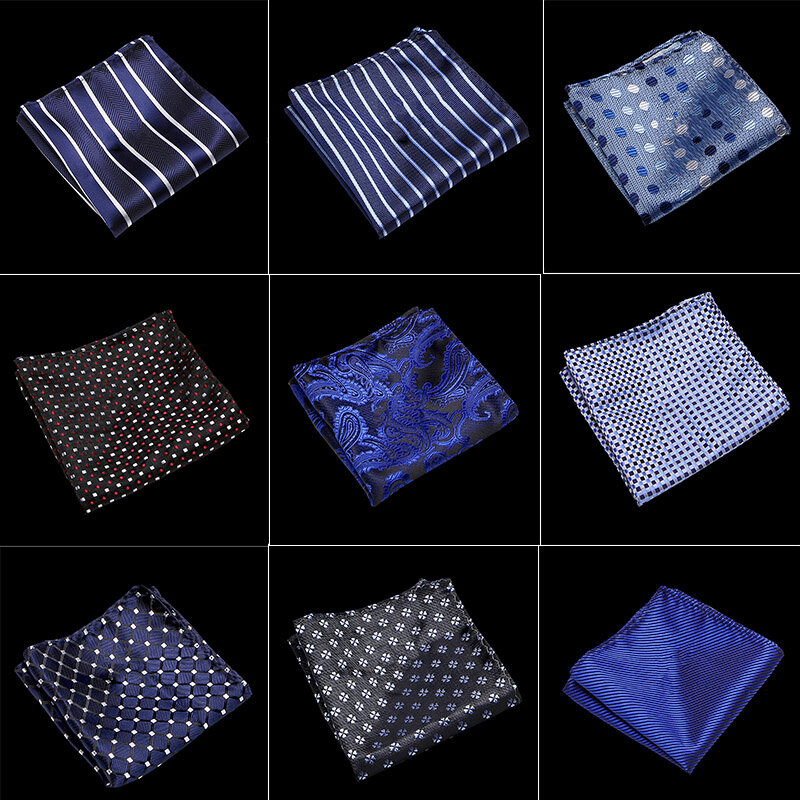 Pañuelos de seda para hombre, pañuelos cuadrados de bolsillo Vintage, pañuelo sólido a rayas, 22x22 cm