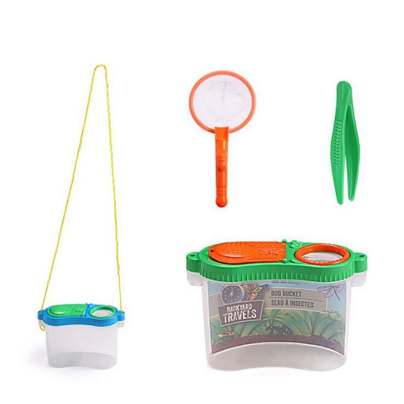 Kids Bug Viewer Outdoor Box Magnifier Observer Kit Insect Catcher Cage con pinzette Net for Children Science Nature Exploration