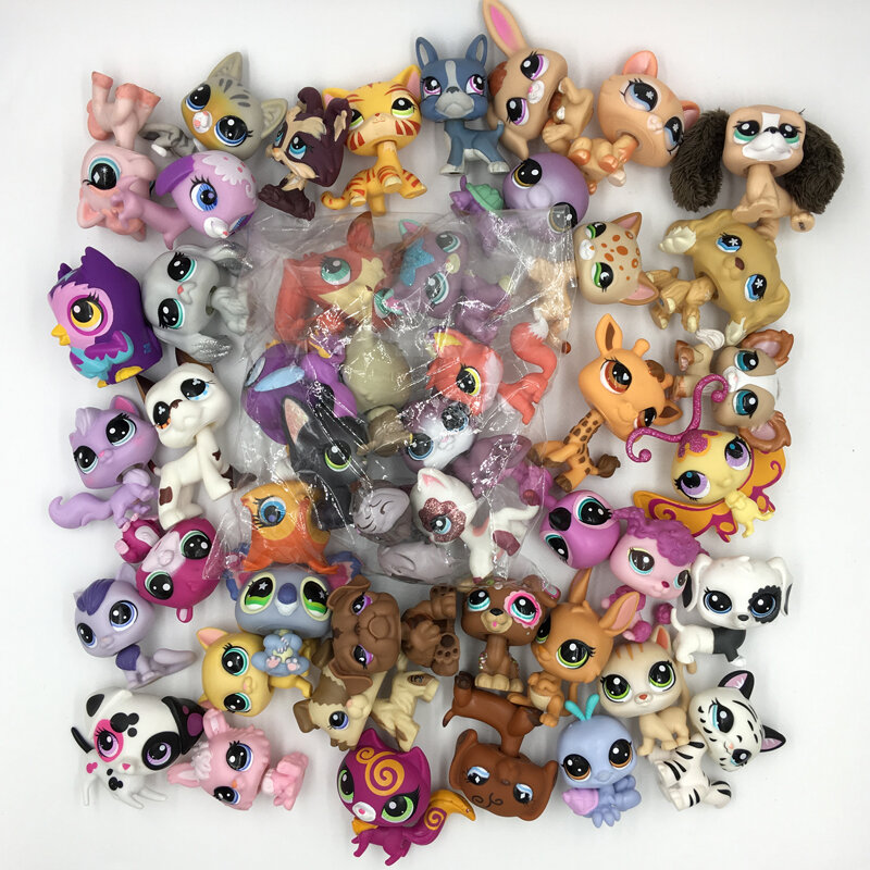 LPS CAT-Mini Littlest Pet Shop Toy, Stands bonitos, Cão, Figura Original Rara, Bobble Cabeça Gatinho, Collie Spaniel, 10pcs por lote