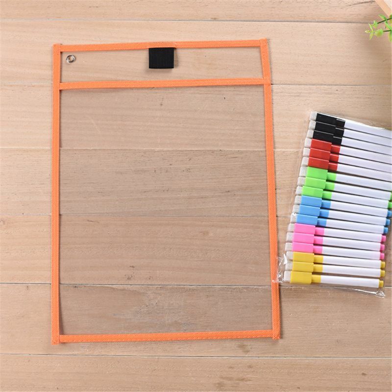 Dry Erase Pockets Can Be Reused Perfect for Classroom Organization, Plastic Reusable Dry Erase Pocket, Teaching Supplies Y4UD
