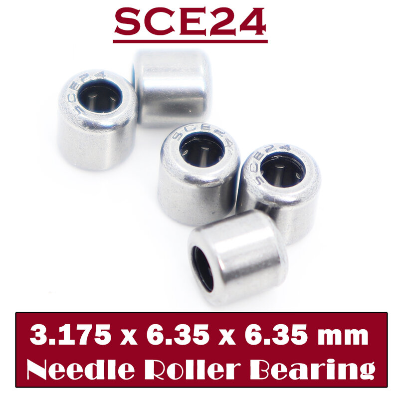 Rodamiento SCE24 de 3.175x6,35x6,35mm, rodamientos de agujas de taza dibujada, rodamiento B24 BA24Z SCE 24, 5 uds.