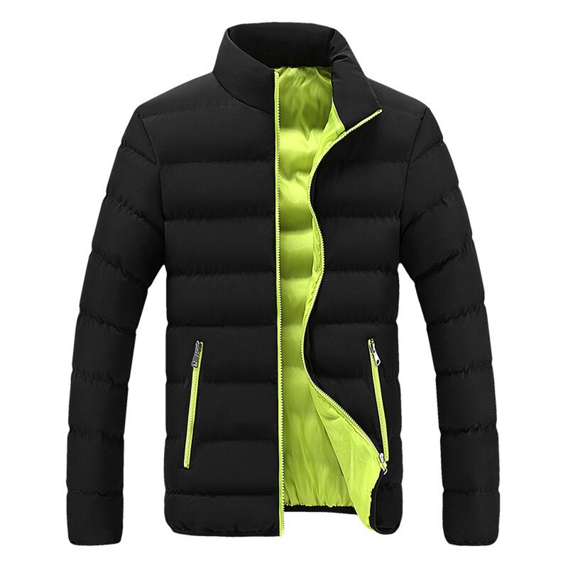 Męska kurtka zimowa ciepła, Slim Fit gruba warstwa bąbelkowa 2021 New Fashion Solid Color stójka wyściełane kurtki Plus rozmiar M-6XL