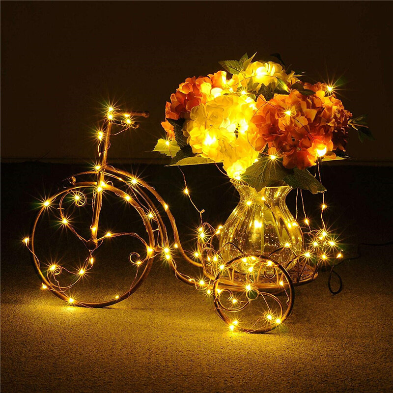 10m/5m/3m/2m Battery Copper Wire Light String LED Garland Lamp Party Christmas Holiday Wedding Party Home Decoration