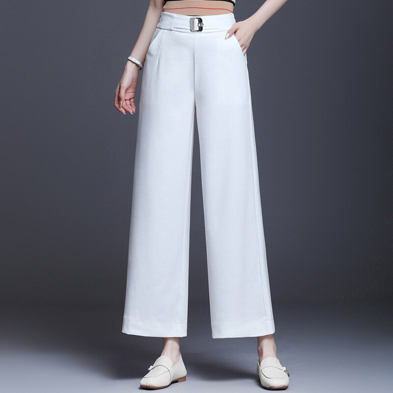 2020 nuevos pantalones de pierna ancha blancos de algodón para mujer primavera invierno Pantalones de mujer de alta calidad