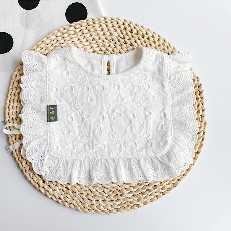 Babero de algodón de alta calidad para niña, blusa absorbente de Saliva, toalla infantil, bufanda con volantes y temperamento coreano, 2021