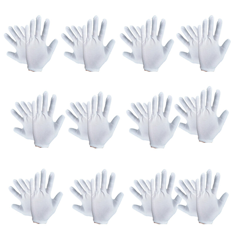24Pieces/12 Pairs White Cotton Cloth Thin Etiquette Wenwan Quality Inspection Gloves