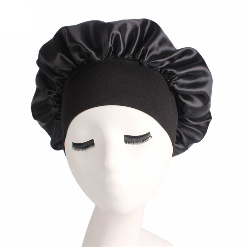 Cappellini per dormire da donna cappellini per capelli elasticizzati in tinta unita in raso da bagno per uso quotidiano e bellezza