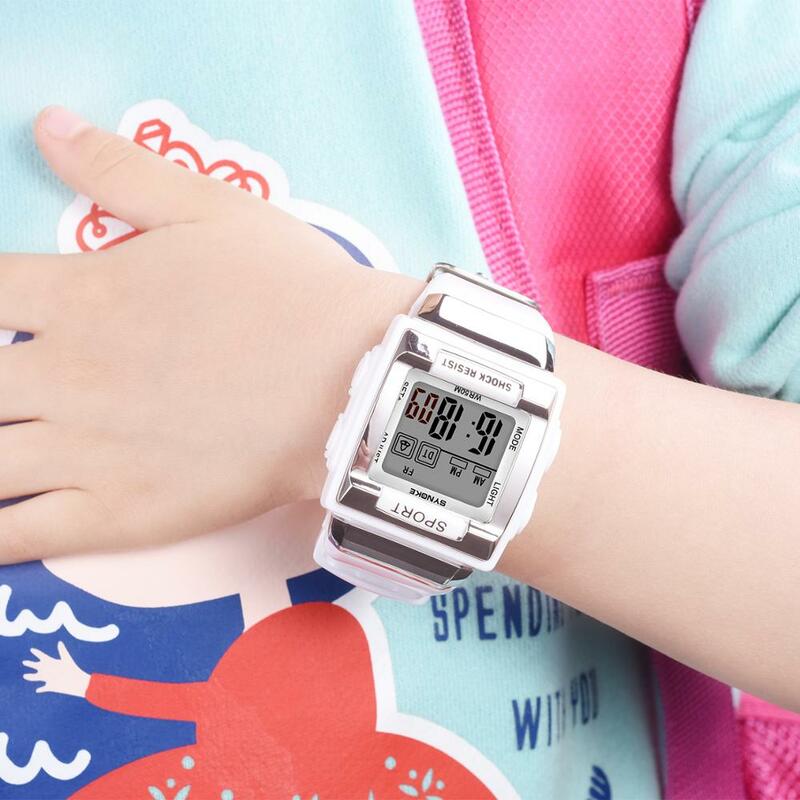 SYNOKE jam tangan olahraga anak-anak, arloji silikon kasual Digital LED tahan air untuk anak laki-laki dan perempuan hadiah