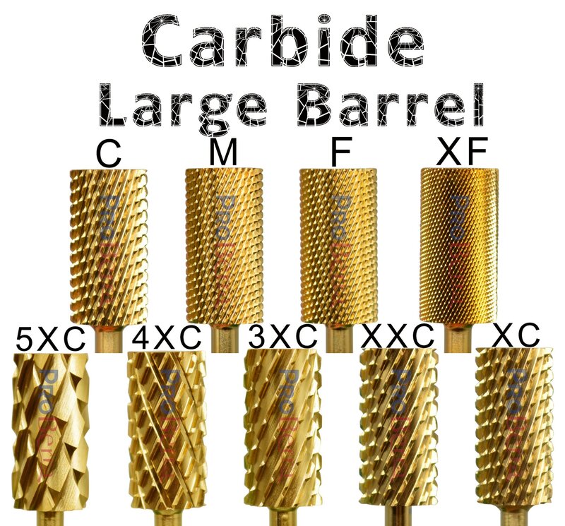 NAILTOOLS 6.6 Large Barrel Gold Tungsten steel Carbide nail drill bits Nail Art Tools Burrs 3/32" Manicure Accessories