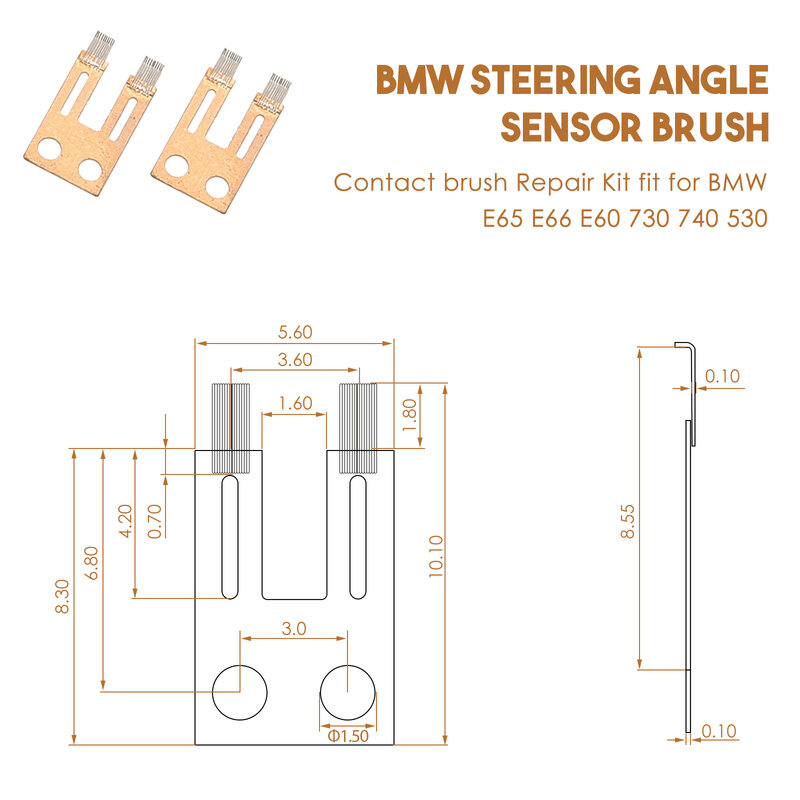 Kit de réparation de brosse de contact de capteur d'angle de commutateur de colonne de direction, accessoires de voiture, adapté pour BMW E65, E66, E60, 730, 740, 530, série 7, 2 pièces