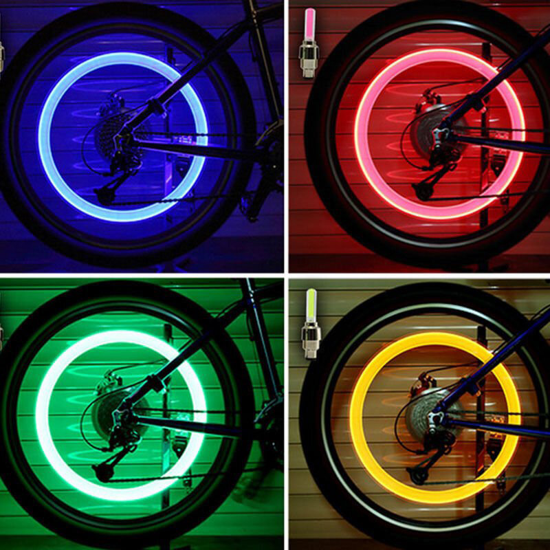 Luz LED para bicicleta, tapa de válvula de neumático, luz Flash para bicicleta de montaña, luces de rueda de neumático, lámparas de neón para montar en bicicleta, regalo, 1 ud.