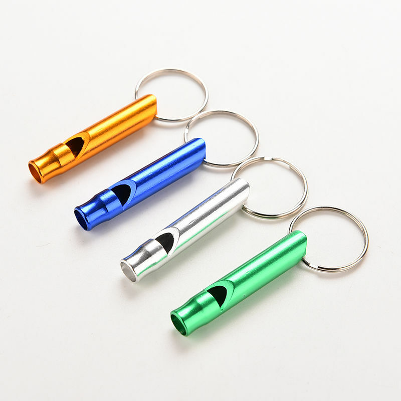 Gemengde 4 Kleuren 1Pc Aluminium Emergency Survival Whistle Sleutelhanger Voor Camping Wandelen
