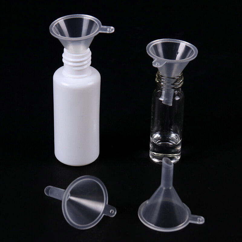 10 sztuk Mini plastikowy lejek z małym otworem płynny olej lejki materiały laboratoryjne narzędzia szkolne materiały eksperymentalne