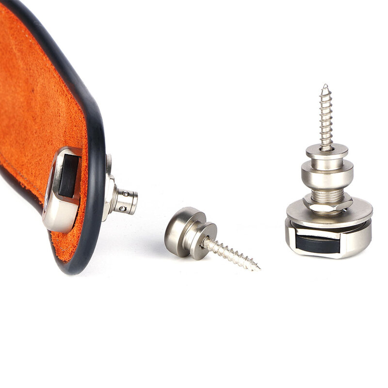 1 Pair Guitar Strap Locks Peg Pins Copper Alloy Guitar Strap Mount Flat Head Buttons Accessories
