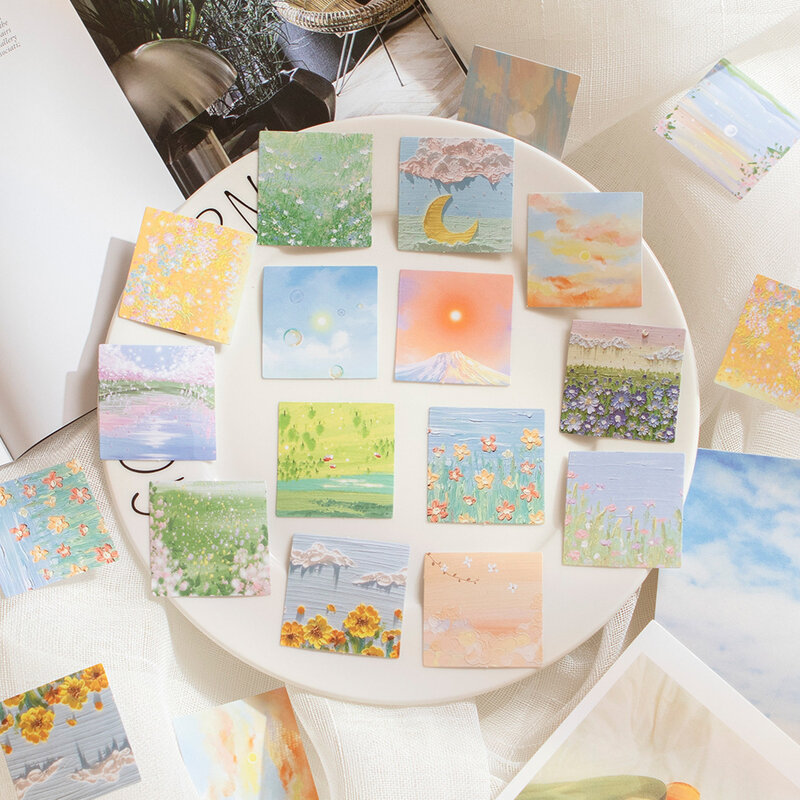 46 Pcs Kawaii Papier Briefpapier Sticker Set Lente Ingediend Bloemen Landschap Leuke Scrapbooking Decoratieve Diy Label Gift Verpakking Decor