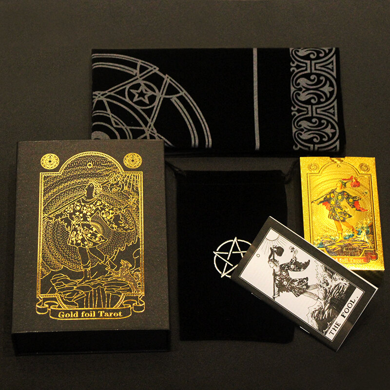 Cartas de oráculo de Tarot de aluminio dorado de lujo, baraja de Tarot de adivinación del destino, cartas de juego de alta calidad, regalo de cumpleaños, juego de bebida, novedad de 2021