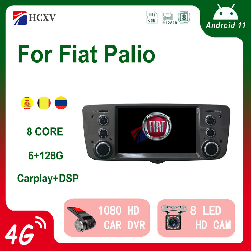HCXV-Radio estéreo con Gps para coche, sistema Multimedia con Android, reproductor de Dvd, 5 pulgadas, para Fiat Palio