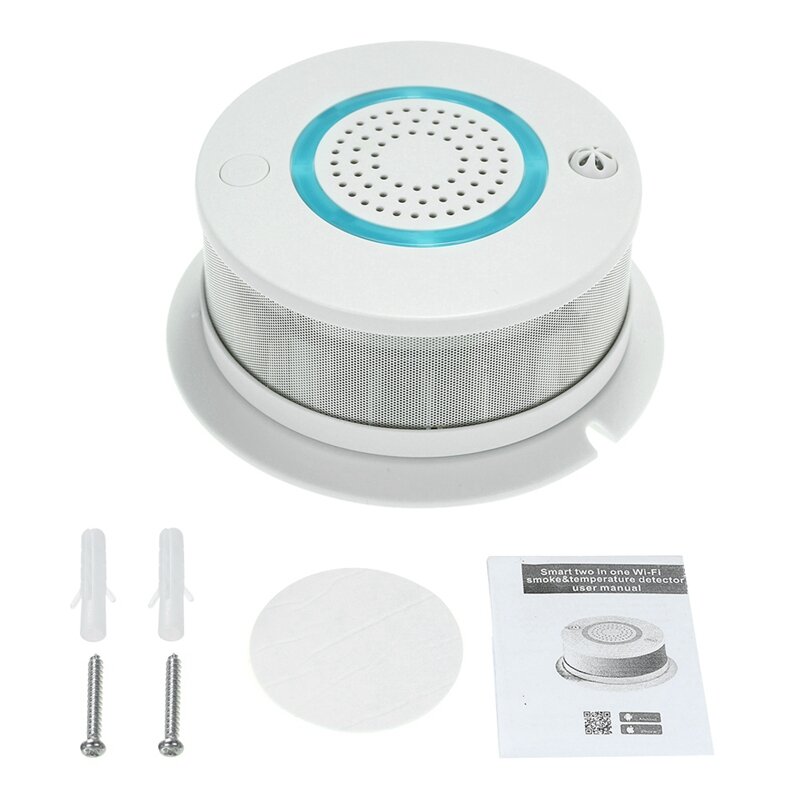 AMS-Smart WIFI Fire Smoke Temperature Sensor Wireless Alarm Detector APP Control for Home Security System