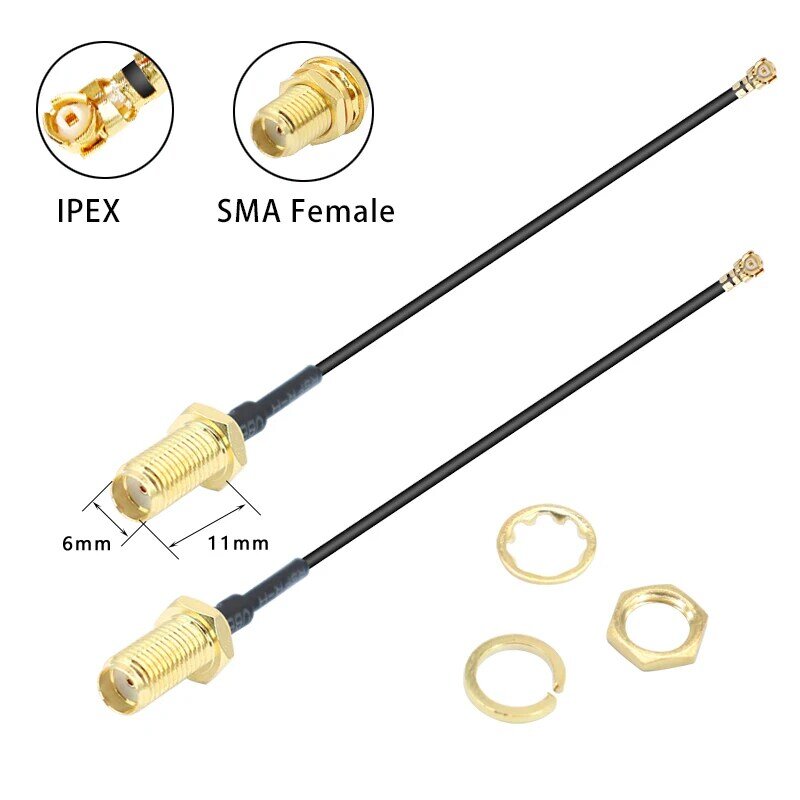 UFL U.FL-cable adaptador IPX IPEX a SMA hembra RF coaxial para Quectel, EP06-A, EP06-E, EC25-A, EC25-E, mini pcie, LTE, Cat6, Módulo