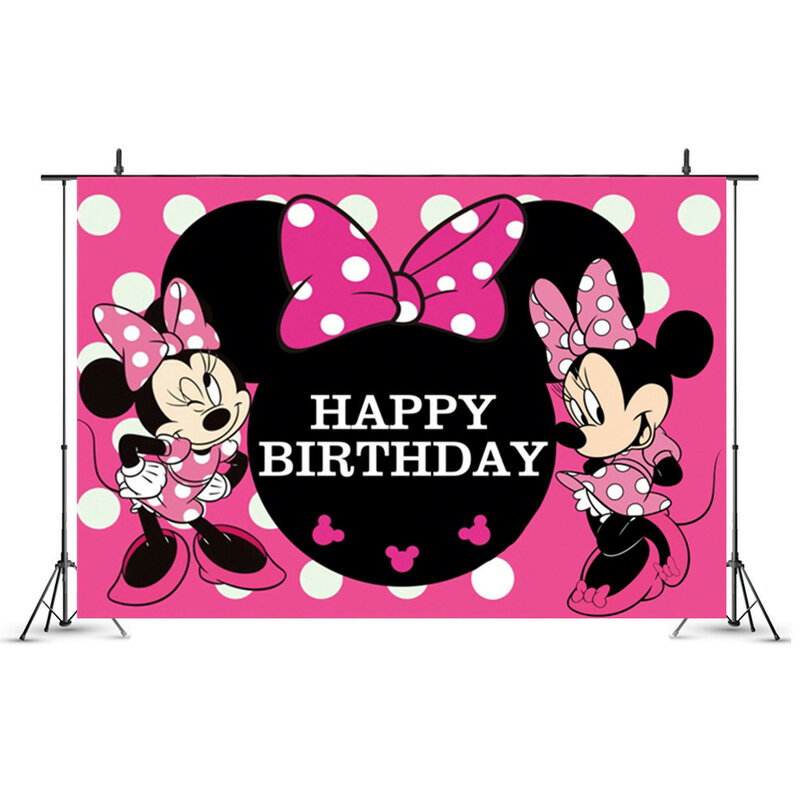 Customizable Minnie Mouse Photography Backgrounds Vinyl Cloth Photo Shootings Backdrops for Kid Baby Birthday Party Photo Studio