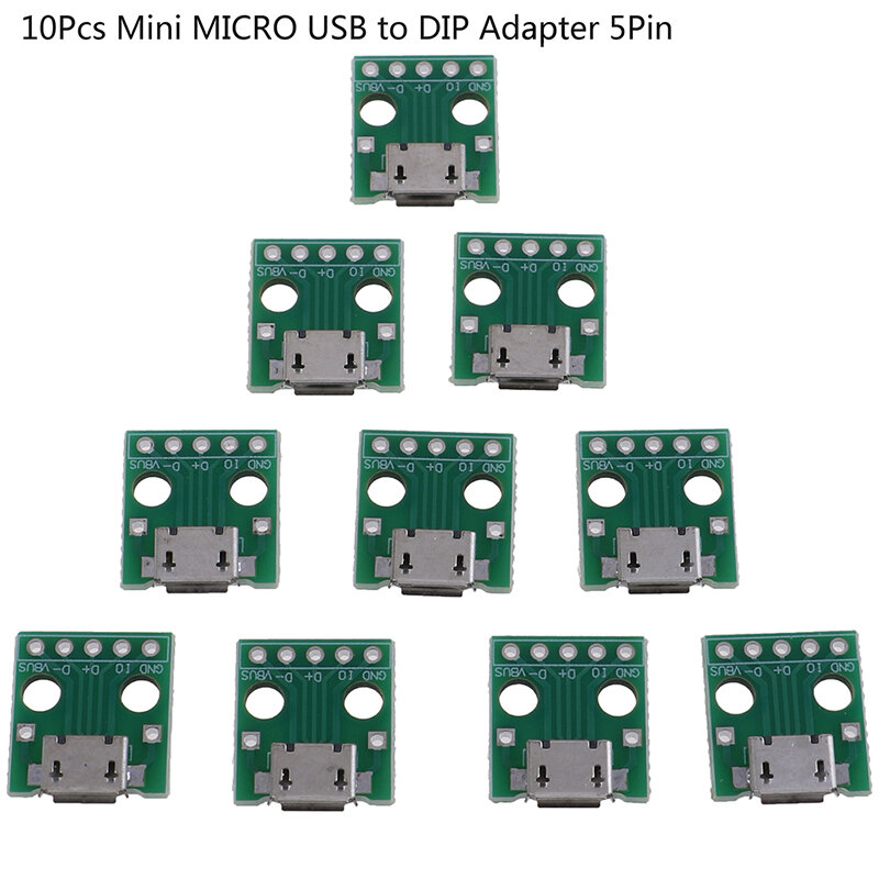 10ピース/ロットマイクロusb-dipアダプター5ピンメスコネクターpcbコンバーターボード卸売