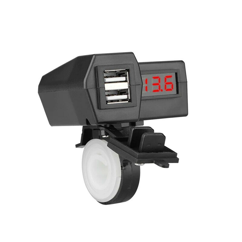방수 12V 오토바이 ATV 스쿠터 LED 디지털 디스플레이, 전압계 전압 듀얼 USB 전원 소켓 충전기 전원 스위치
