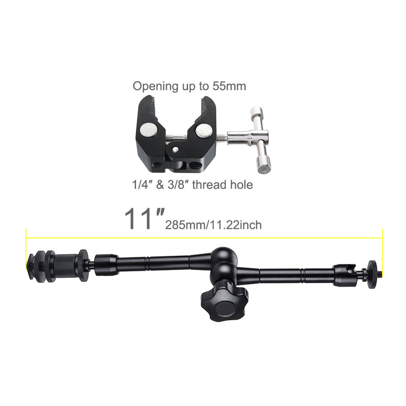 11 Inch Adjustable Friction Articulating Magic Arm Super Clamp for SLR LCD Monitor LED Flash Light Photo Accessories
