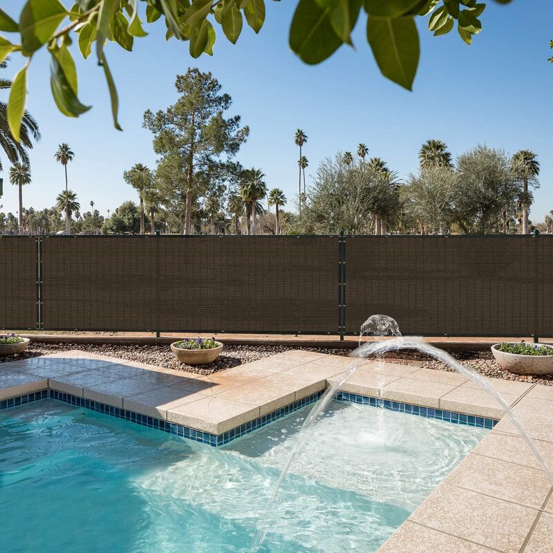 Pantalla de privacidad de valla marrón, tela de malla para parabrisas, sombra comercial para patio trasero al aire libre, bloqueo 90%, 150GSM