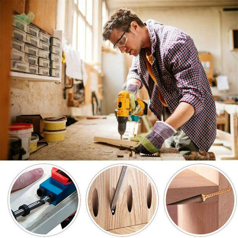 Localizador de orificio oblicuo para carpintería, juego de brocas de guía de ángulo de 15 grados, herramientas de bricolaje para carpintería, Kit con portapiezas con orificios