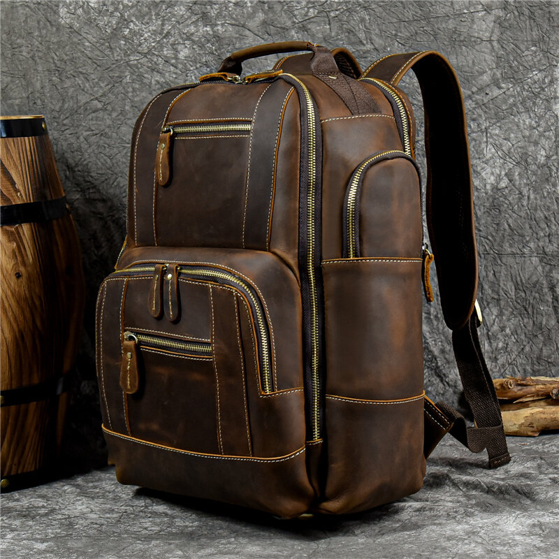 Newsbirds-Mochila de couro masculina, mochila retrô, mochila escolar, bolsa de viagem, estilo moda luxo