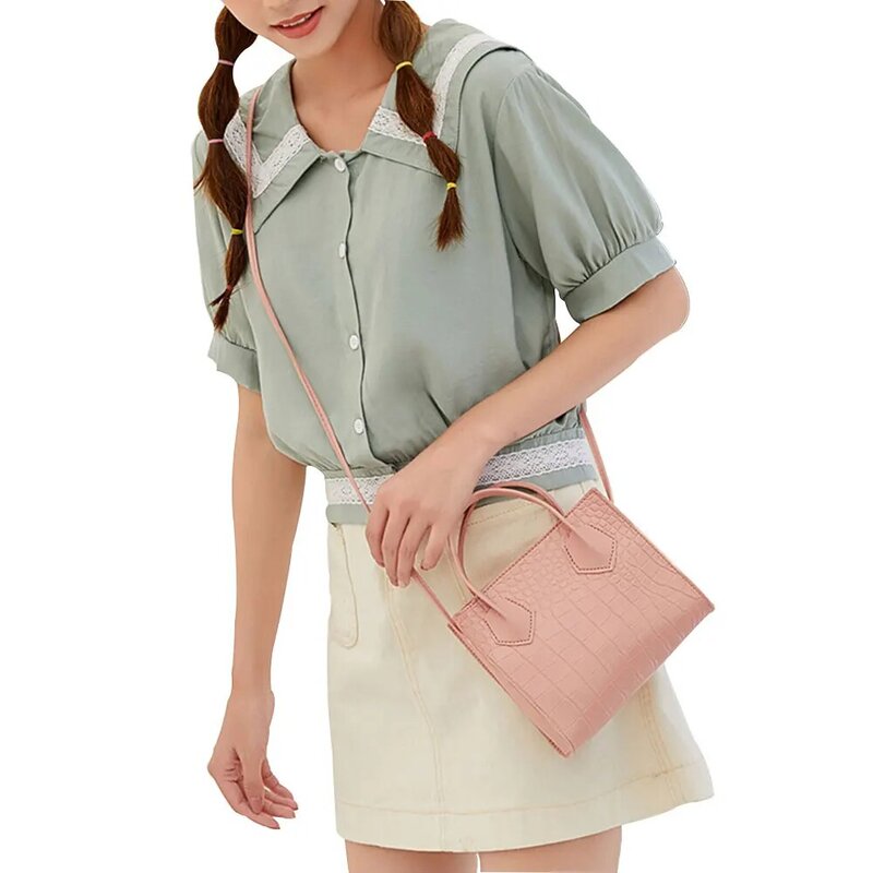 Trendy Women Crocodile Pattern Crossbody PU Handbags Ladies Solid Stylish Cosmetic Sundries Holders 6 Colors