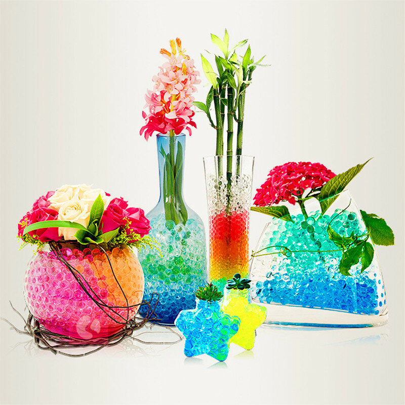 100Pcs Crystal Bodem Water Kralen Paintball Modder Wedding Home Plant Bruiloft Decoratie Voor Bloemen Grow Magic Jelly Hydrogel Ballen