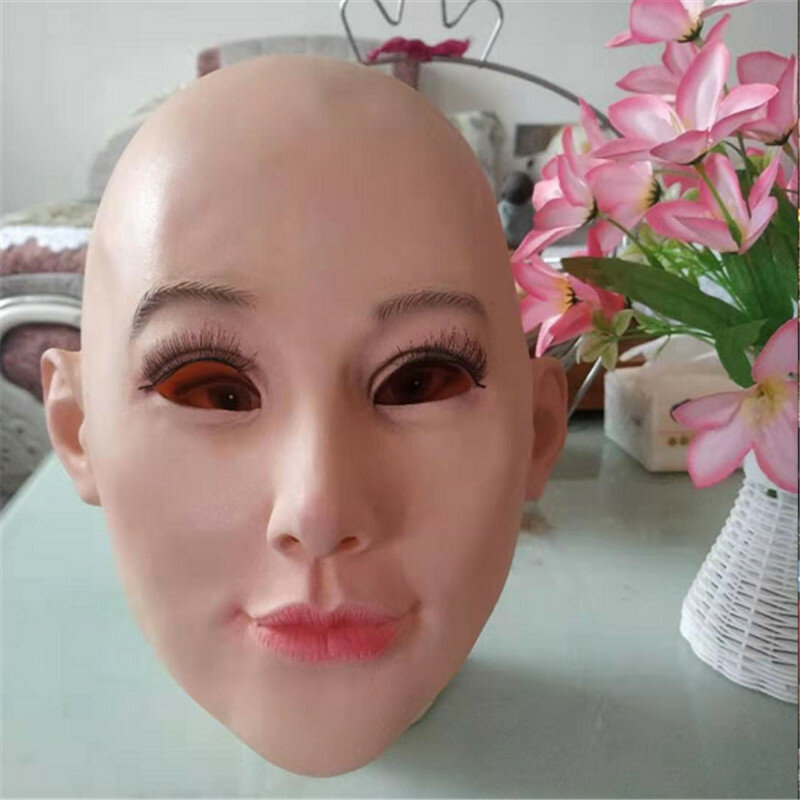 Mascarilla de silicona realista para mujer, máscara Sexy de cara falsa para Halloween, para travestis, transgénero, mascarada de hombre a mujer