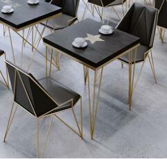 Table et chaise en bois massif, pour restaurant, café, dessert, thé au lait, moderne et simple, combinaison de table et chaise de bar