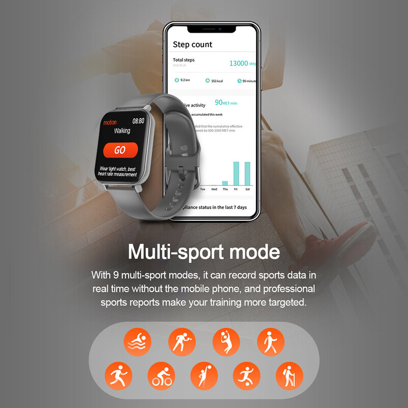 AWISITIL F25 스마트 시계 전체 터치 스크린 심박수 추적 스마트 시계 여성 남성 스포츠 Smartwatch For iOS Android