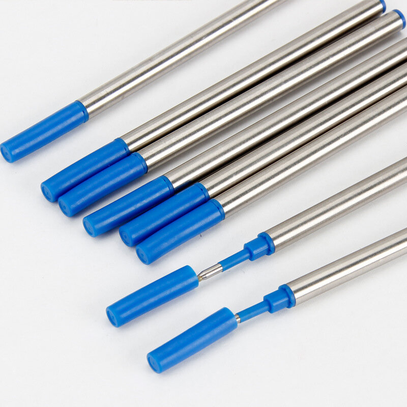 Recambios de Metal para bolígrafos de Gel, tinta azul y negra, 5 unidades